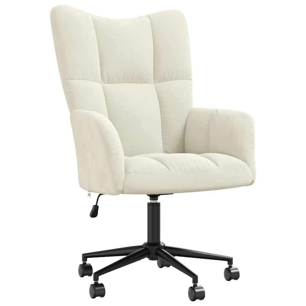 vidaXL Recliner Chair with Wheels, Height-Adjustable, Rotatable, TV Chair, Upholstered Chair, Relaxing Chair, Wing Chair, Living Room, Cream White Velvet